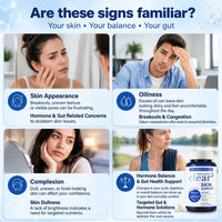 Clear Skin Support Capsules for Hormone Balance Glow & Gut Healthwith DIM Probiotics and Zinc for Men Women 60 Capsules
