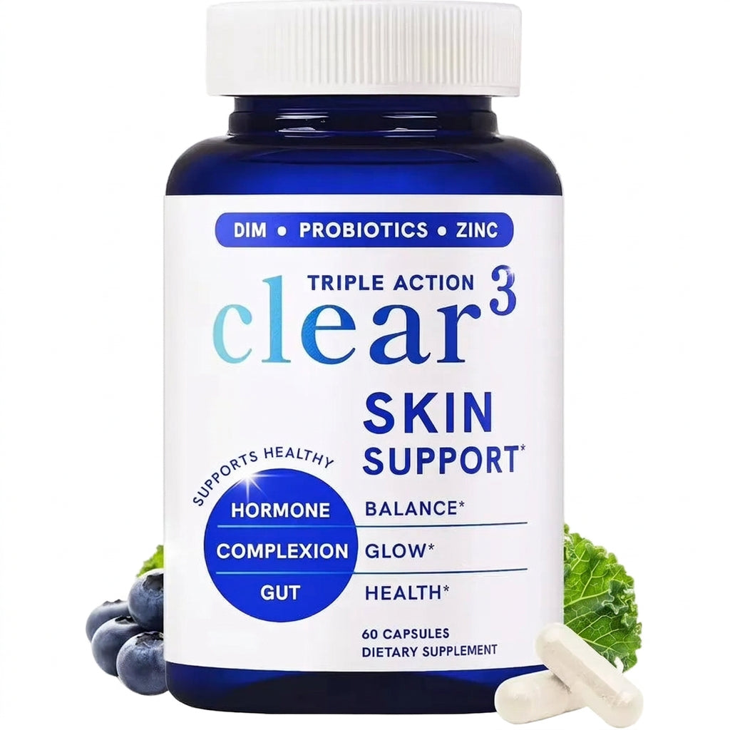Clear Skin Support Capsules for Hormone Balance Glow & Gut Healthwith DIM Probiotics and Zinc for Men Women 60 Capsules